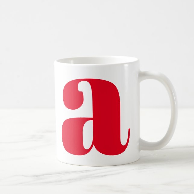 Moderne Monogramm Anfangsbuchstabe in Rot Kaffeetasse (Rechts)