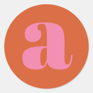 Moderne Monogramm Anfangsbuchstabe Pink und Orange Runder Aufkleber