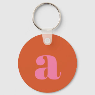 Moderne Monogramm Anfangsbuchstabe Rosa verbrannte Schlüsselanhänger