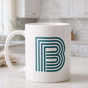 Moderne Monogramm Anfangsbuchstabe Stylisch Türkis Kaffeetasse
