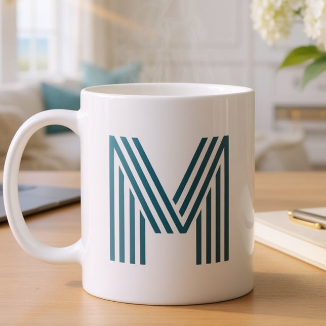 Moderne Monogramm Anfangsbuchstabe Stylisch Türkis Kaffeetasse (Von Creator hochgeladen)
