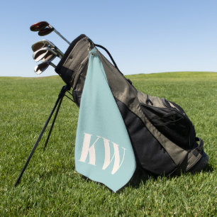 Moderne Monogramm-Anfangsbuchstaben in Aqua-Blau p Golfhandtuch