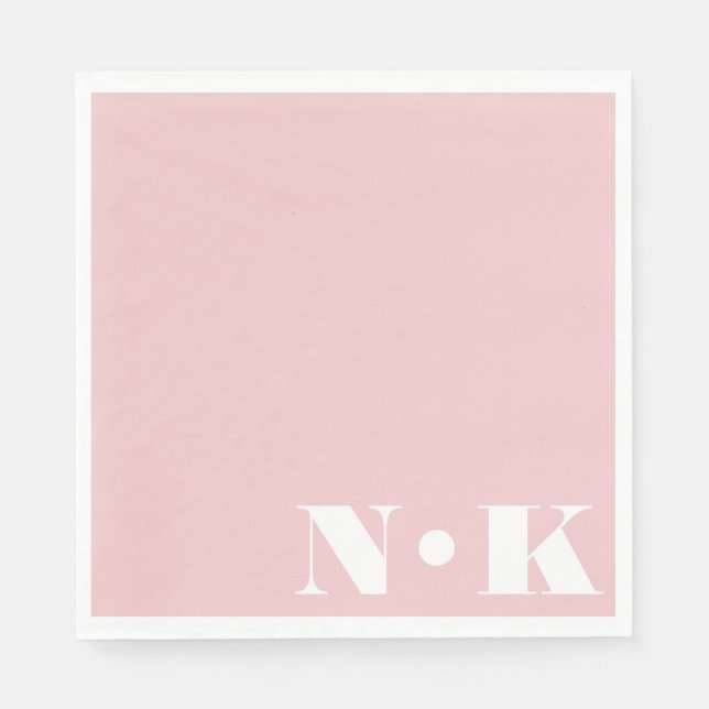 Moderne Monogramm-Anfangsbuchstaben Rosé Benutzerd Serviette (Vorderseite)