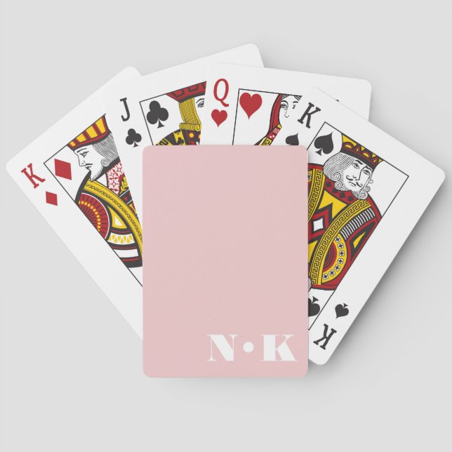 Moderne Monogramm-Anfangsbuchstaben Rosé Benutzerd Spielkarten (Rückseite)
