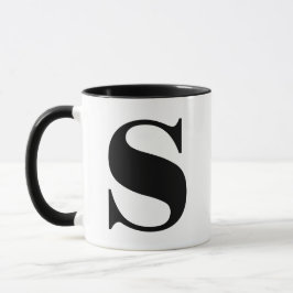 Moderne Monogramm-Anfangsbuchstaben sind schwarz u Tasse