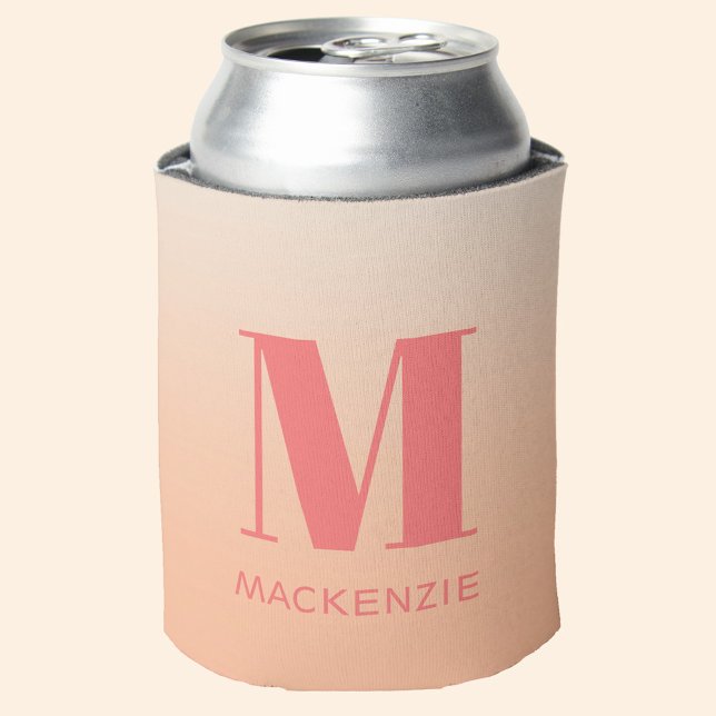 Moderne Monogramm Anfangsname Peach Gradient Dosenkühler (Peach gradient monogram initial name personalized can cooler)