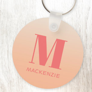 Moderne Monogramm Anfangsname Peach Gradient Schlüsselanhänger