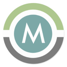 Moderne Monogramm-Aufkleber - grau/grün