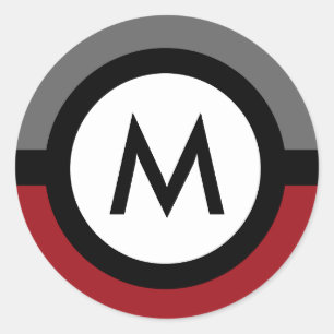 Moderne Monogramm-Aufkleber - Schwarz/Rot/Grau Runder Aufkleber