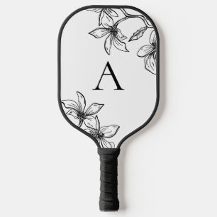 Moderne Monogramm aus Schwarz und Weiß Pickleball Schläger