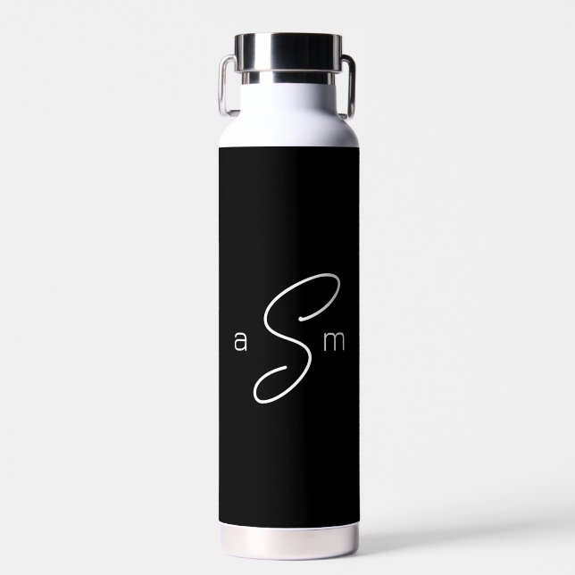 Moderne Monogramm B/W Einfach Trinkflasche (Vorne)