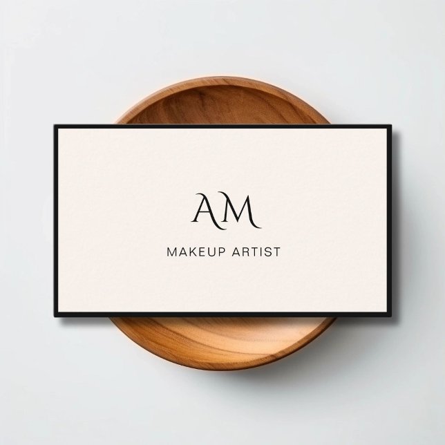 Moderne, monogramm, beige Visitenkarte (Modern, Monogram, Beige-Black Business Card)