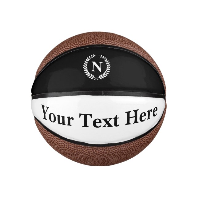 Moderne Monogramm benutzerdefinierter Text Mini Basketball (Vorderseite)