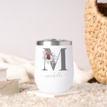 Moderne Monogramm Blumen Initiale Name