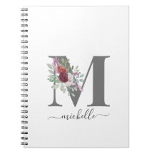 Moderne Monogramm Blumen Initiale Name