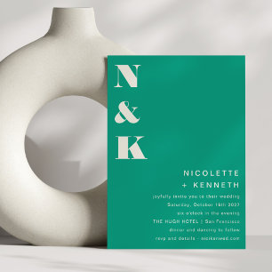 Moderne Monogramm-Bold Smaragdgrün Chic-Hochzeit Einladung