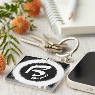 Moderne Monogramm Buchstabe B Personalisierter Nam Schlüsselanhänger
