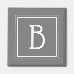 Moderne Monogramm-Buchstaben-Initiale Vorlage Grau Magnet