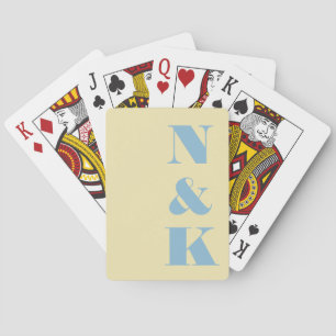 Moderne Monogramm-Butter-Gelb-Blau-Elegante Hochze Spielkarten