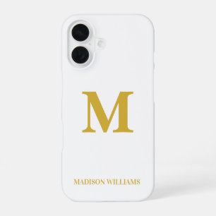Moderne Monogramm Chic Weißgold Stilvoll Minimalis iPhone 16 Hülle