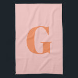 Moderne Monogramm Erstpastel Rosa und Orange  Geschirrtuch<br><div class="desc">Niedliches modernes Monogramm mit dem Buchstaben Ihrer Wahl,  in Pastellrosa und Orange.</div>