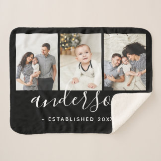 Moderne Monogramm-Familie 3 FotoCollage Sherpadecke