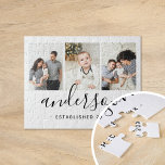 Moderne Monogramm-Familie 3 Puzzle<br><div class="desc">Individuell bedrucktes Puzzle personalisiert mit Ihren Fotos und Monogramm. Fügen Sie Ihren Familiennamen oder anderen benutzerdefinierten Text mit Platz für 3 Fotos hinzu. Verwenden Sie die Entwurfswerkzeuge, um mehr Fotos hinzuzufügen und die Schriftart und Farben zu bearbeiten, um ein einzigartiges Design zu erstellen. Puzzles für Fotos nach Maß sind ein...</div>