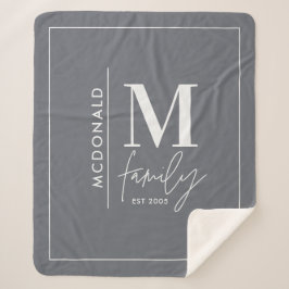 Moderne Monogramm-Familie Marine grau stylisch Sherpadecke