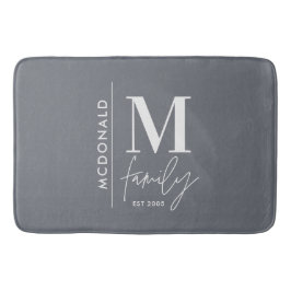 Moderne Monogramm-Familie mariniert grau stilvoll  Badematte
