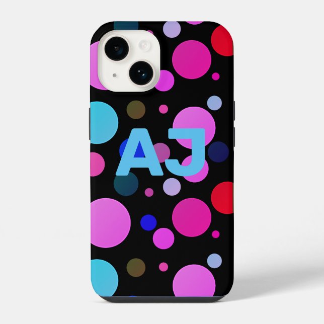 Moderne Monogramm-Farbige Punkte iPhone Hülle (Rückseite)