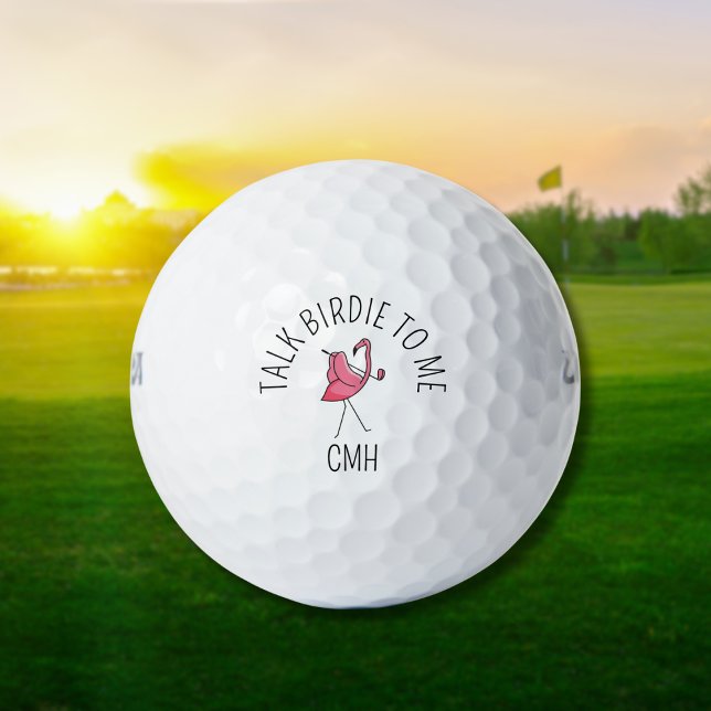 Moderne Monogramm- Flamingo-Golfbälle 'Talk Birdie Golfball (Fun, stylish, and gift-ready.)