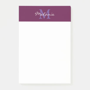 Moderne Monogramm Fuchsia Rosa und Lavendel Post-it Klebezettel