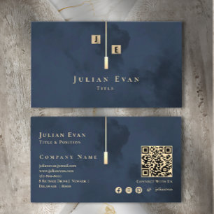Moderne Monogramm Gold Navy Blau Visitenkarte