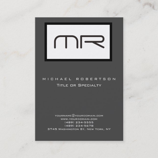 Moderne Monogramm-Graue, weiße, saubere Visitenkar Visitenkarte (Vorderseite)