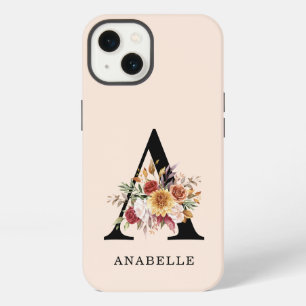 Moderne Monogramm Herbst Wasserfarben Floralien iPhone 13 Hülle
