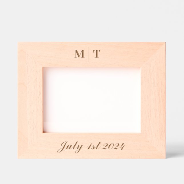 Moderne Monogramm-Hochzeit Geätzte Rahmen (Vorderseite)