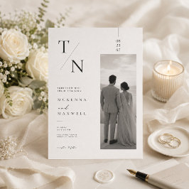 Moderne Monogramm-Hochzeitseinladung mit Foto-Kart Einladung