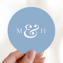 Moderne Monogramm-Hochzeitsgunst Dusty Blue