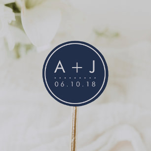 Moderne Monogramm-Hochzeitsticker   Benutzerdefini Runder Aufkleber
