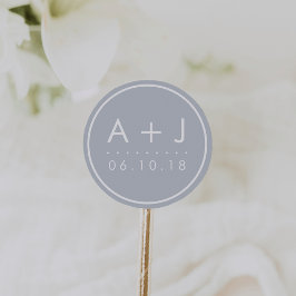 Moderne Monogramm-Hochzeitsticker | Verspätung Runder Aufkleber