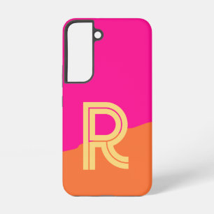 Moderne Monogramm Hot Pink Orange Samsung Galaxy Hülle