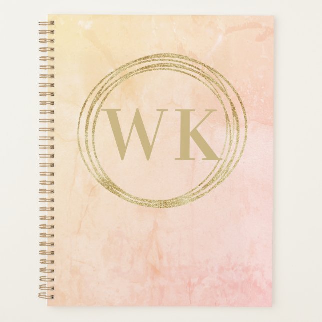 Moderne Monogramm-Initial-Gold-Circles Planer (Vorderseite)