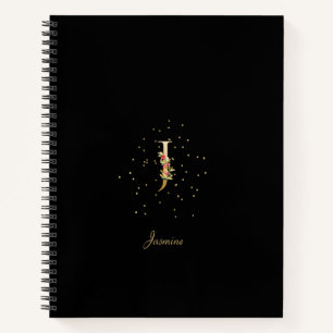 Moderne Monogramm-Initiale Buchstabe J Floralmuste Notizbuch