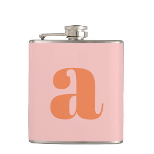 Moderne Monogramm-Initiale Buchstabe Rosa Orange H Flachmann