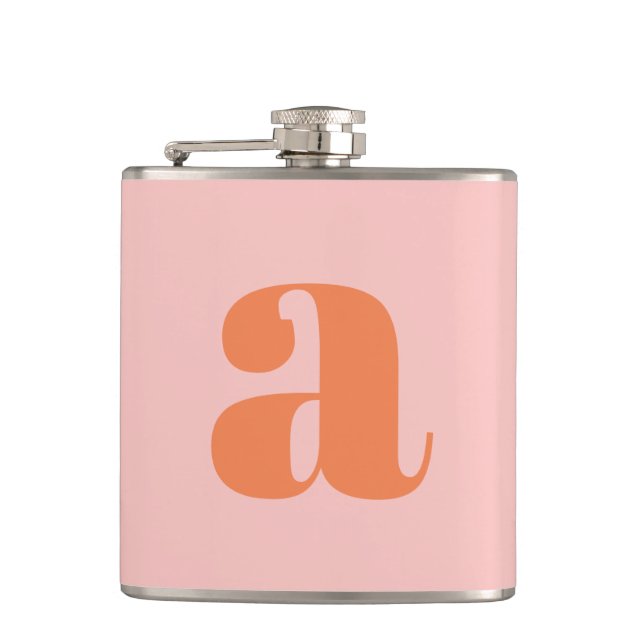 Moderne Monogramm-Initiale Buchstabe Rosa Orange H Flachmann (Vorderseite)