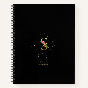 Moderne Monogramm-Initiale Buchstabe S Floralmuste Notizbuch