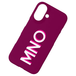 Moderne Monogramm-Initiale Dunkelrosa Burgunder iPhone 16 Hülle