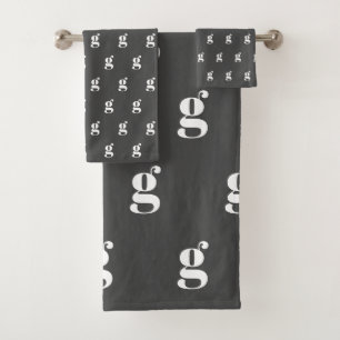 Moderne Monogramm-Initiale in Schwarzweiß Badhandtuch Set
