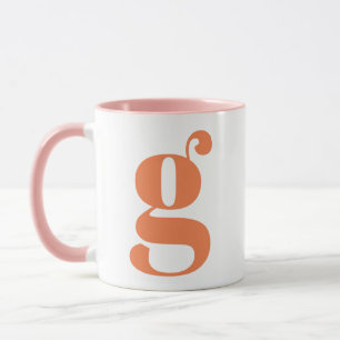 Moderne Monogramm-Initiale Orange Pink Tasse