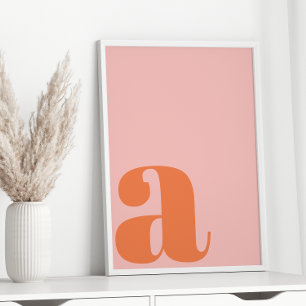 Moderne Monogramm-Initiale Pastell-Pink Orange  Poster